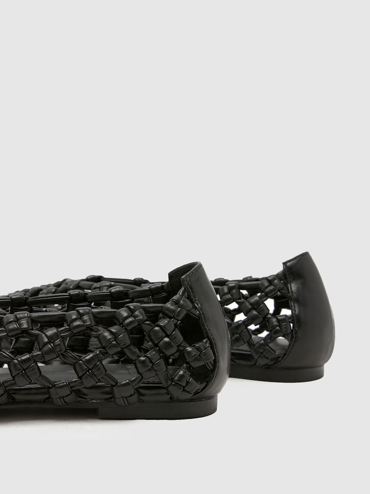 Schuh Black Lotte Woven Ballerina - Image 2 of 4