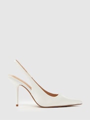Schuh White Sade Slingback Court Shoes - Image 1 of 4
