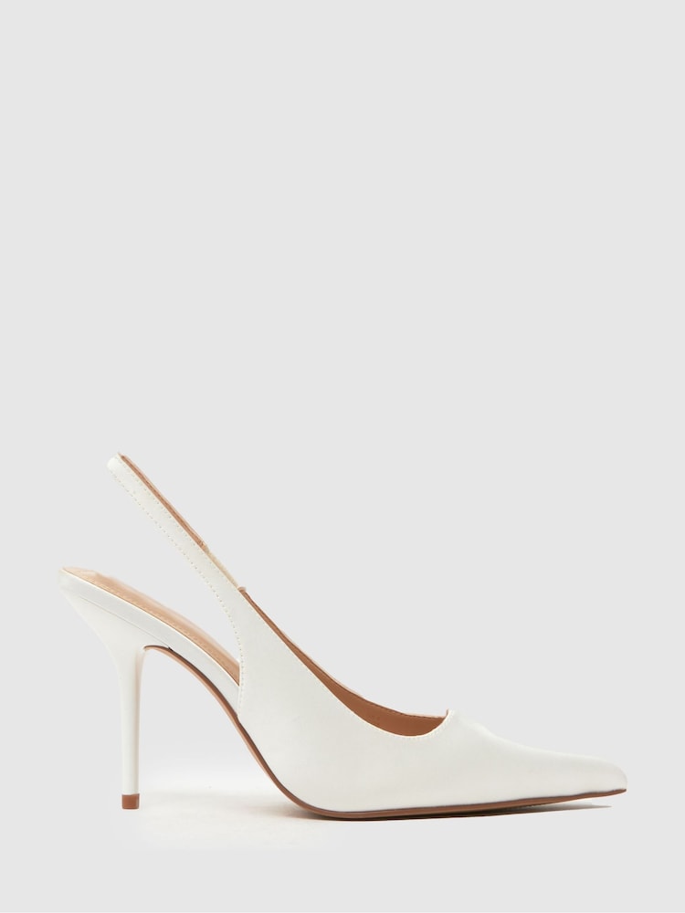 Schuh White Sade Slingback Court Shoes - Image 1 of 4