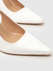 Schuh White Sade Slingback Court Shoes - Image 2 of 4