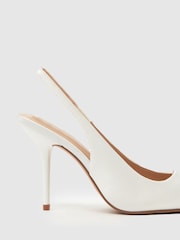 Schuh White Sade Slingback Court Shoes - Image 3 of 4