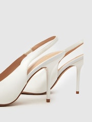 Schuh White Sade Slingback Court Shoes - Image 4 of 4