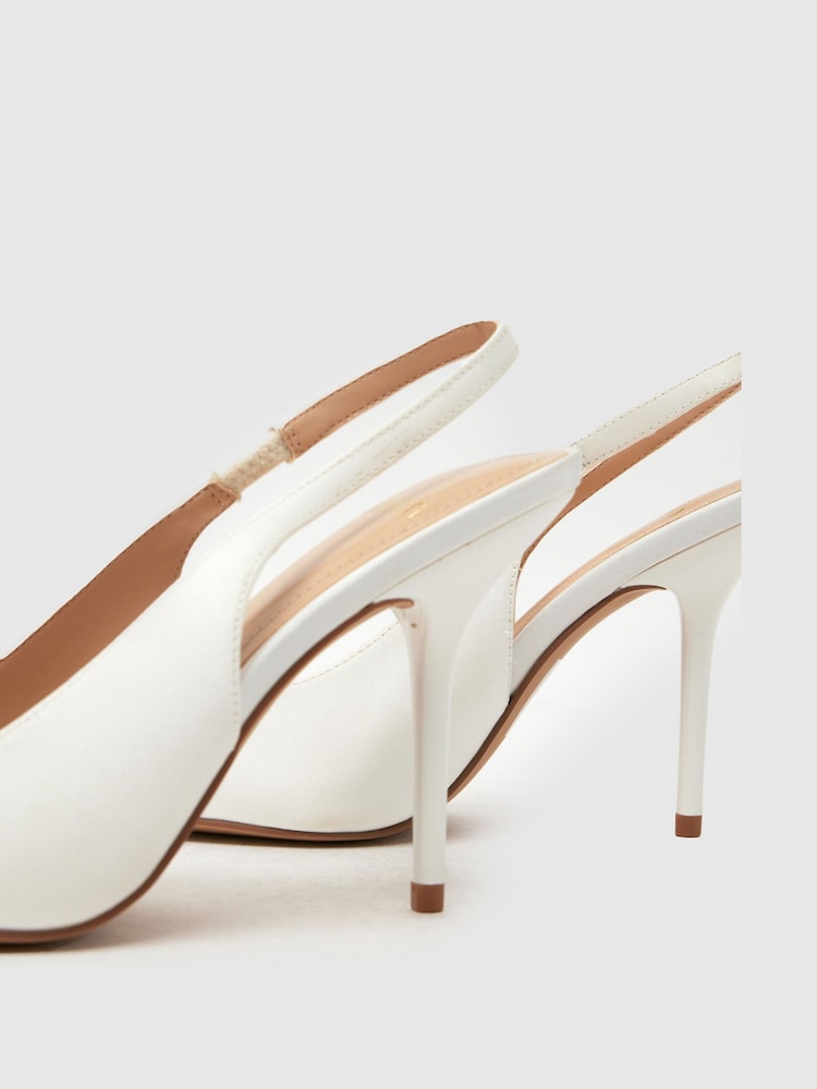 Schuh White Sade Slingback Court Shoes - Image 4 of 4