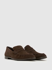 Schuh Brown Lewis Leather Ruched Loafers - Image 2 of 4