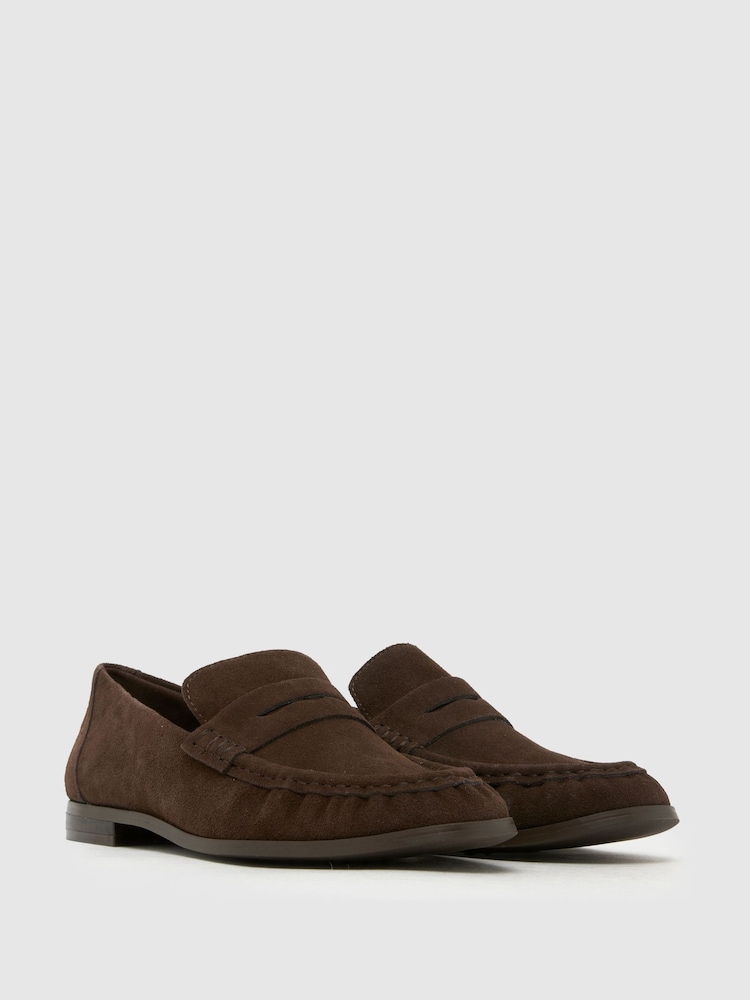 Schuh Brown Lewis Leather Ruched Loafers - Image 2 of 4 Schuh Brown Lewis Leather Ruched Loafers - Image 2 of 4