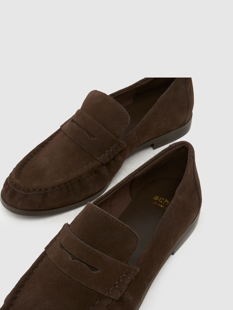 Schuh Brown Lewis Leather Ruched Loafers - Image 4 of 4 Schuh Brown Lewis Leather Ruched Loafers - Image 4 of 4