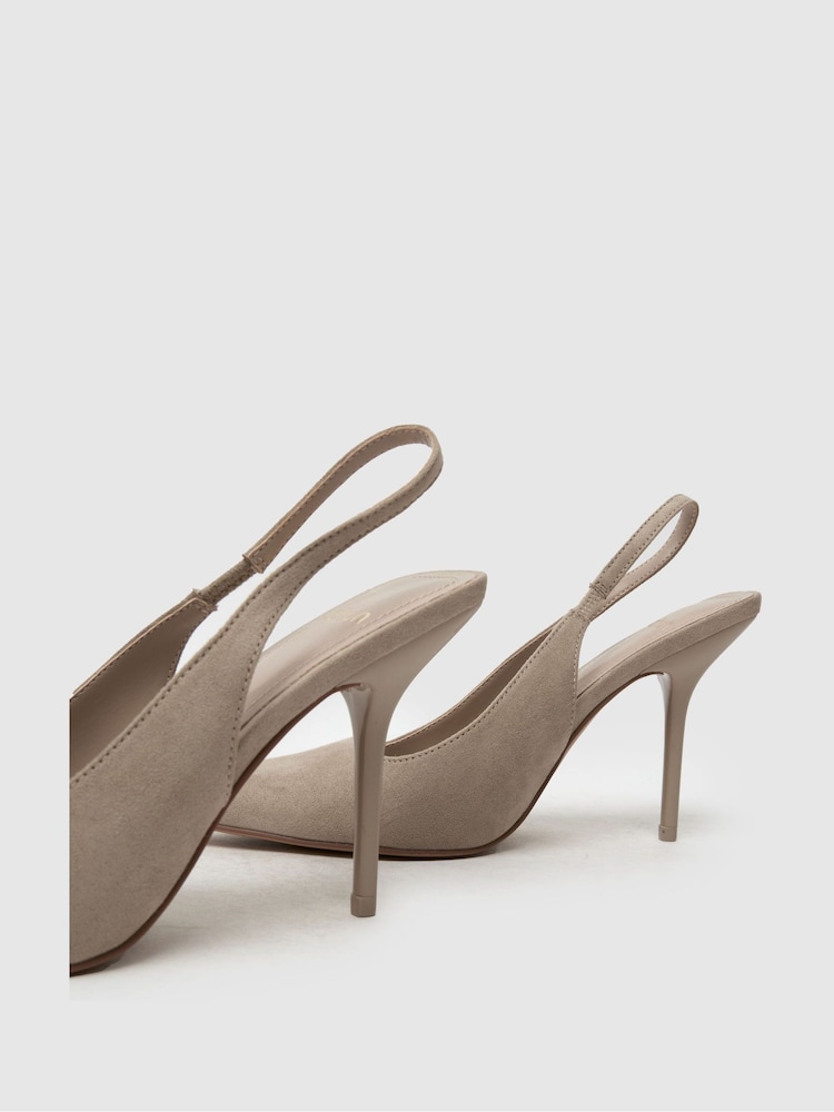 Schuh Brown Sade Slingback Court Shoes - Image 4 of 4 Schuh Brown Sade Slingback Court Shoes - Image 4 of 4