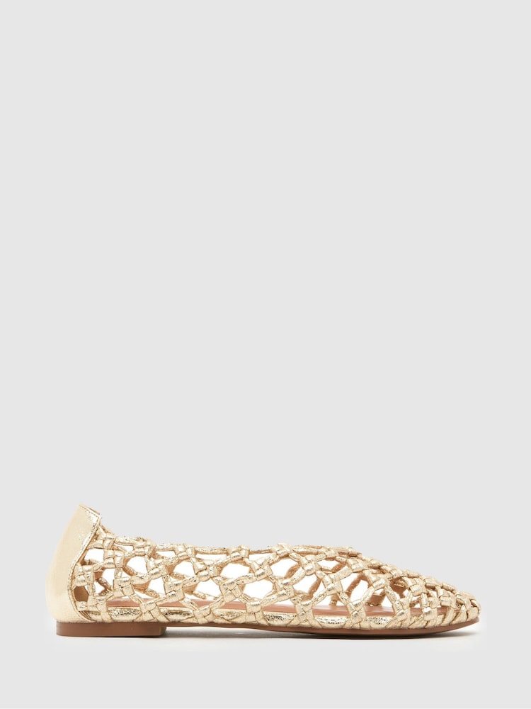 Schuh Gold Lotte Woven Ballerina - Image 1 of 4