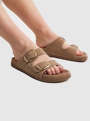 Schuh Brown Trish Buckle Footbed Sandals - Image 1 of 5