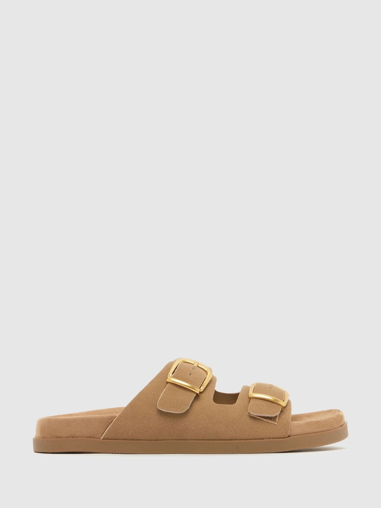 Schuh Brown Trish Buckle Footbed Sandals - Image 2 of 5
