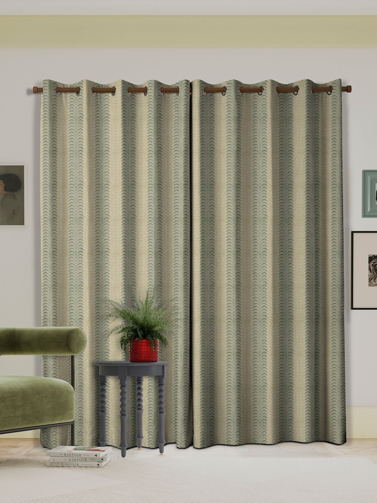 Land & Shore Green Fintra Stripe Made to Measure Curtain - Image 2 of 9