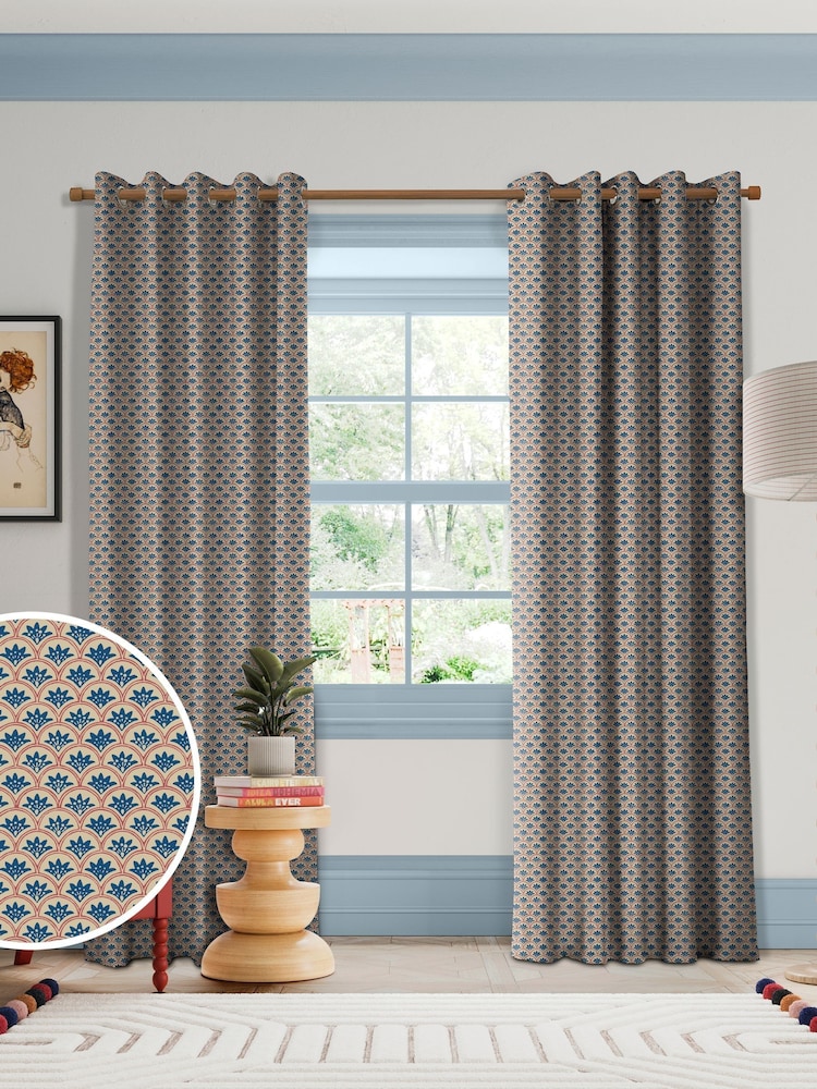 Land & Shore Blue Red Dawn Made to Measure Curtain - Image 1 of 9