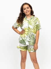 Cyberjammies Green Palm Leaf Print Short Sleeve Pyjamas Set - Image 1 of 4