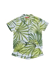 Cyberjammies Green Palm Leaf Print Short Sleeve Pyjamas Set - Image 4 of 4