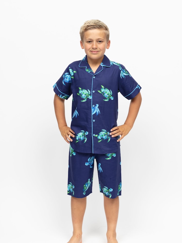 Cyberjammies Small Turtle Print Short Sleeve Pyjamas Set - Immagine 1 di 4