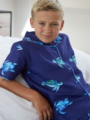 Cyberjammies Small Turtle Print Short Sleeve Pyjamas Set - Immagine 3 di 4