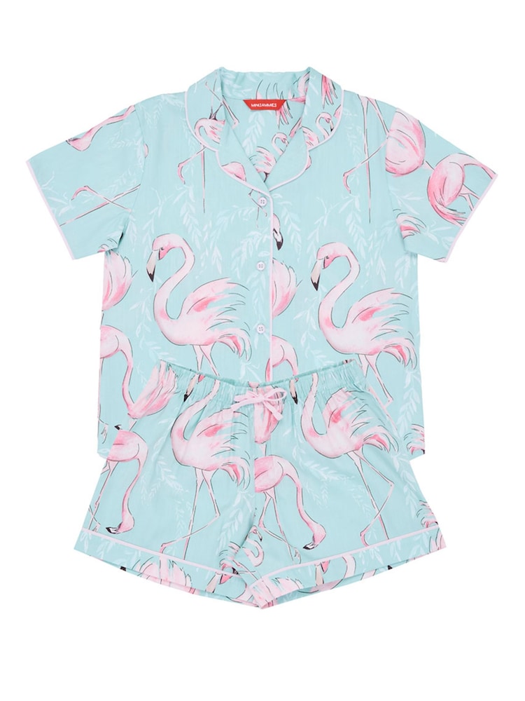 Cyberjammies Green Flamingo Print Short Sleeve Pyjamas Set - Image 4 of 4 Cyberjammies Green Flamingo Print Short Sleeve Pyjamas Set - Image 4 of 4