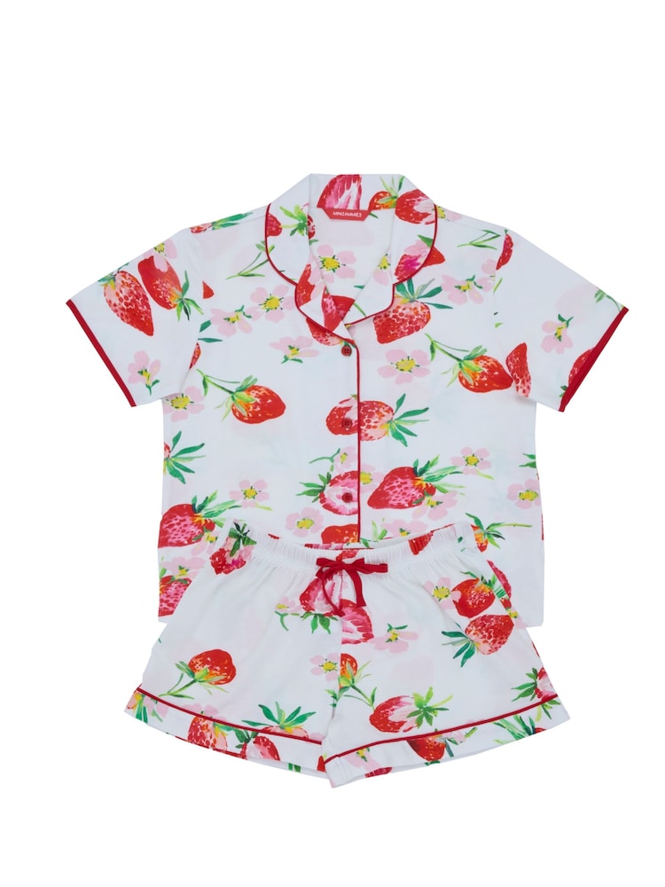 Cyberjammies Red Strawberry Printed Jersey Short Sleeve Pyjamas Set - Image 2 of 2
