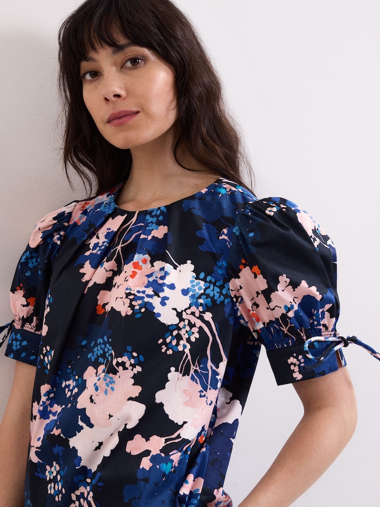 Phase Eight Blue Caris Printed Blouse - Image 1 of 6 Phase Eight Blue Caris Printed Blouse - Image 1 of 6