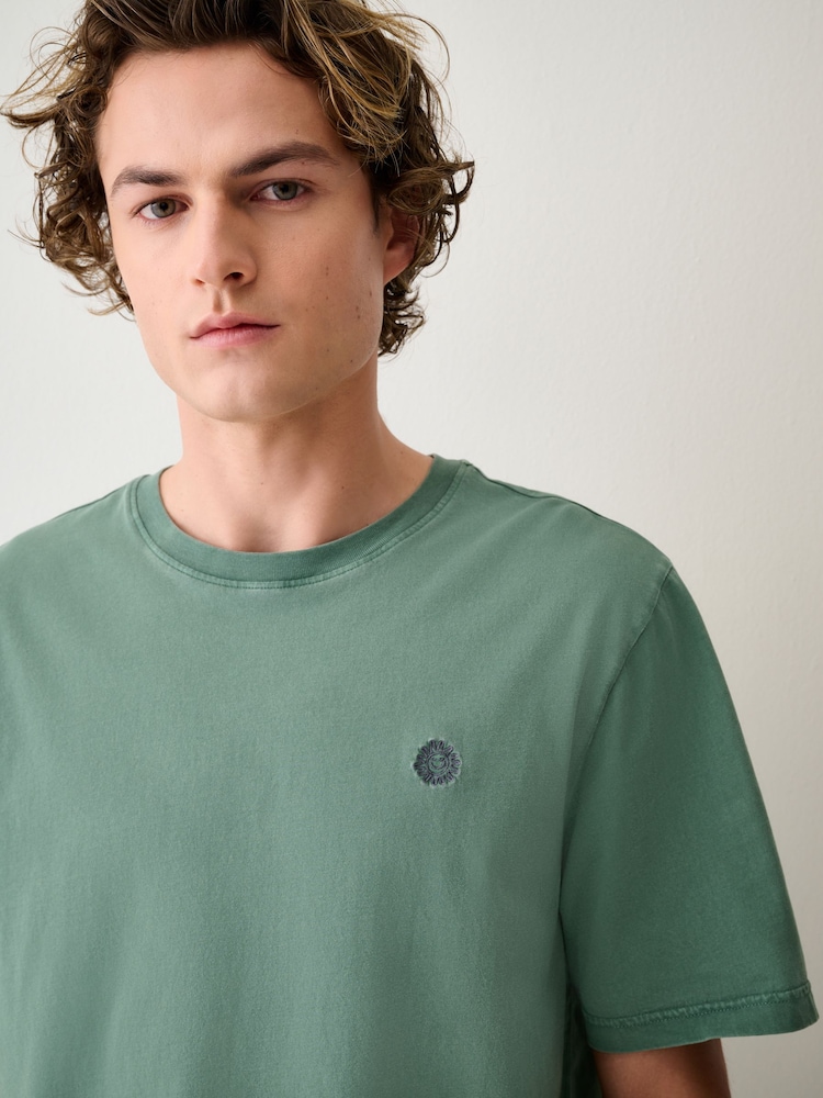 Vert - Ajustement régulier - T-shirt léger teint en pièce - Image 1 de 5