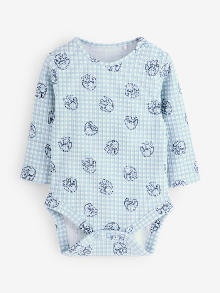 Blue Long Sleeve Bunny Print Bodysuit - Image 1 of 1