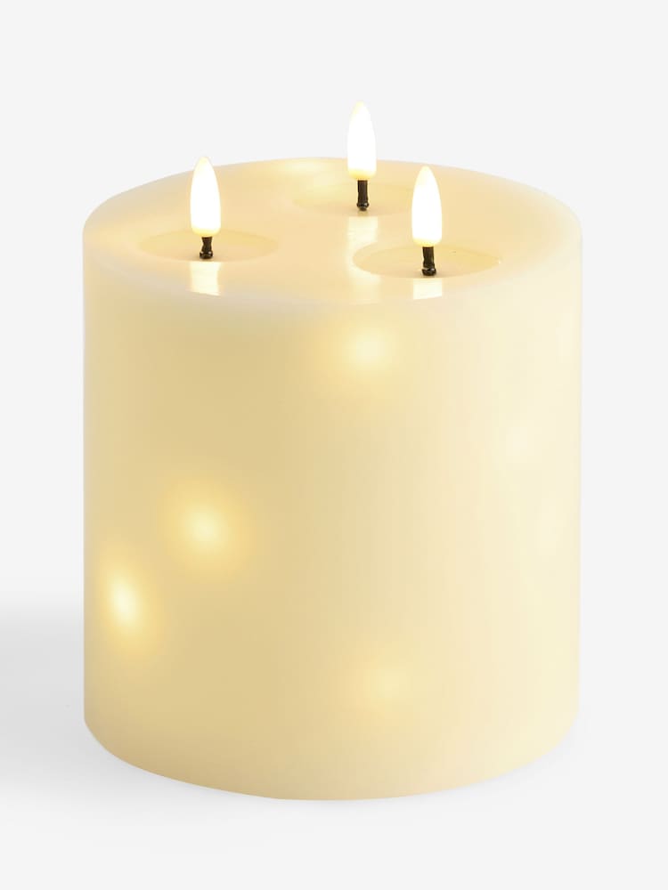 Ivory 3 Wick Twinkle LED Candle - Image 4 of 4