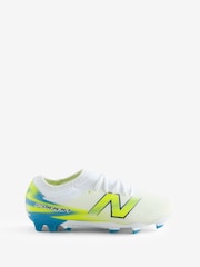 New Balance White/Blue Furon Team Jnr FG V9 Football Boots - Image 1 of 1