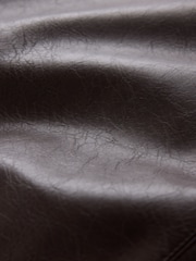 Chocolate Brown Textured Faux Leather Column Midi Skirt - Image 7 of 7