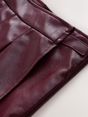 Burgundy Red Faux Leather Midi Kilt Skirt - Image 8 of 9