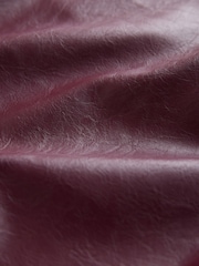 Burgundy Red Faux Leather Midi Kilt Skirt - Image 9 of 9