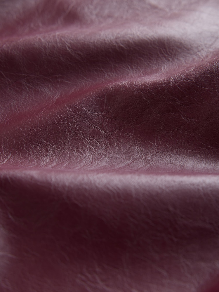 Burgundy Red Faux Leather Midi Kilt Skirt - Image 9 of 9 Burgundy Red Faux Leather Midi Kilt Skirt - Image 9 of 9