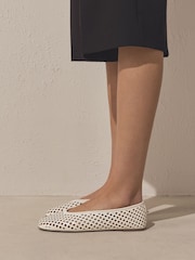White Forever Comfort® Weave Effect Ballet Flats - Image 2 of 8