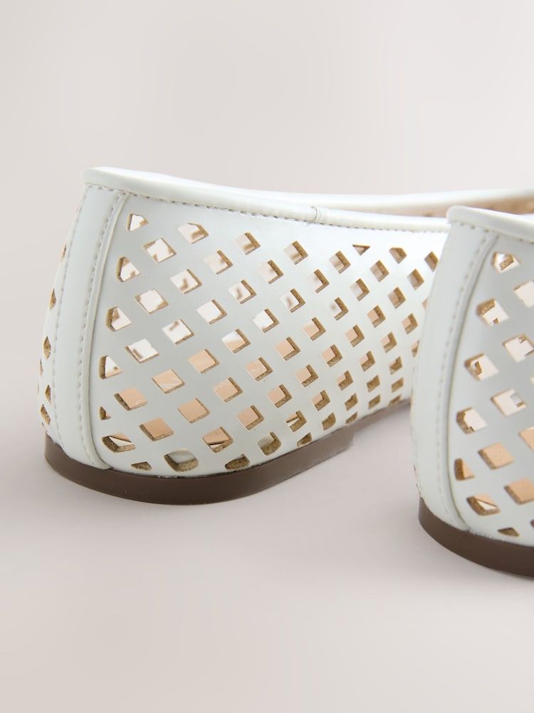 White Forever Comfort® Weave Effect Ballet Flats - Image 8 of 8