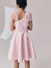 Pink One Shoulder Bow Scuba Occasion Dress (3-16yrs) - Image 3 of 4
