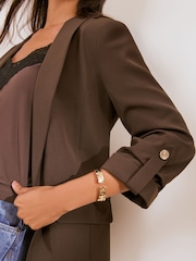 Friends Like These Brown Shawl Collared Edge to Edge Tailored Blazer - Image 3 of 5
