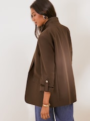 Friends Like These Brown Shawl Collared Edge to Edge Tailored Blazer - Image 5 of 5