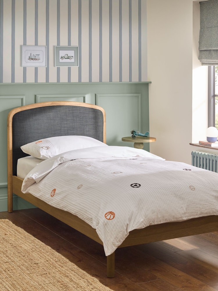 Wooden Charcoal Dark Grey Kids Matson Upholstered Single Bed - Image 1 of 8 Wooden Charcoal Dark Grey Kids Matson Upholstered Single Bed - Image 1 of 8