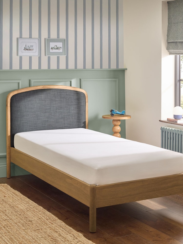 Wooden Charcoal Dark Grey Kids Matson Upholstered Single Bed - Image 2 of 8 Wooden Charcoal Dark Grey Kids Matson Upholstered Single Bed - Image 2 of 8