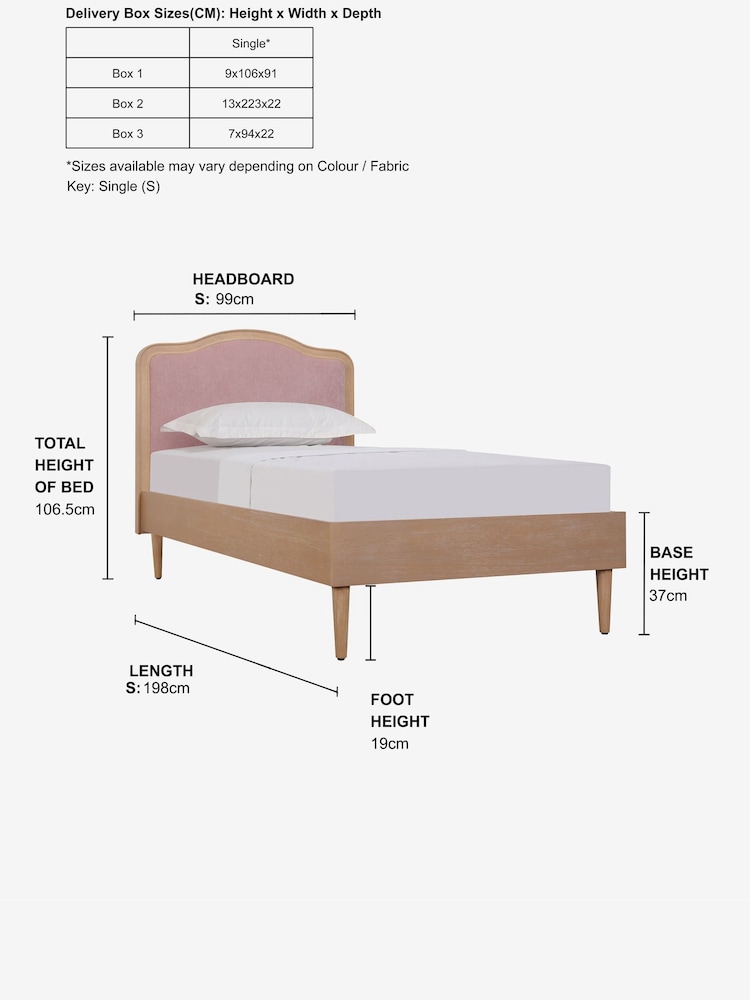 Smart Chenille Light Pink Lily Wooden Upholstered Single Bed Frame - Image 8 of 8