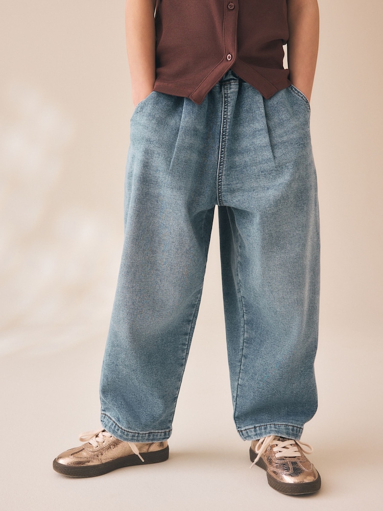 Mid Wash Jersey Denim Baggy Loose Fit Jeans (3-16yrs) - Image 1 of 4