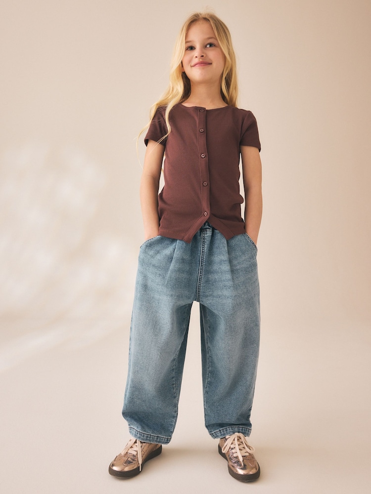 Mid Wash Jersey Denim Baggy Loose Fit Jeans (3-16yrs) - Image 4 of 4