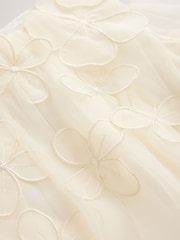 שנהב - Flower Girl 3D Flowers Mesh Dress (3-16yrs) - תמונה 3 מתוך 4