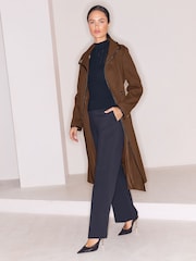 Lipsy x Gemma Owen Pumpkin Petite Petite Funnel Neck Belted Longline Coat - Image 5 of 6