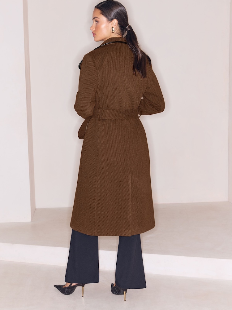 Lipsy x Gemma Owen Pumpkin Petite Petite Funnel Neck Belted Longline Coat - Image 6 of 6 Lipsy x Gemma Owen Pumpkin Petite Petite Funnel Neck Belted Longline Coat - Image 6 of 6