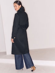 Lipsy x Gemma Owen Black Petite Petite Funnel Neck Belted Longline Coat - Image 5 of 5
