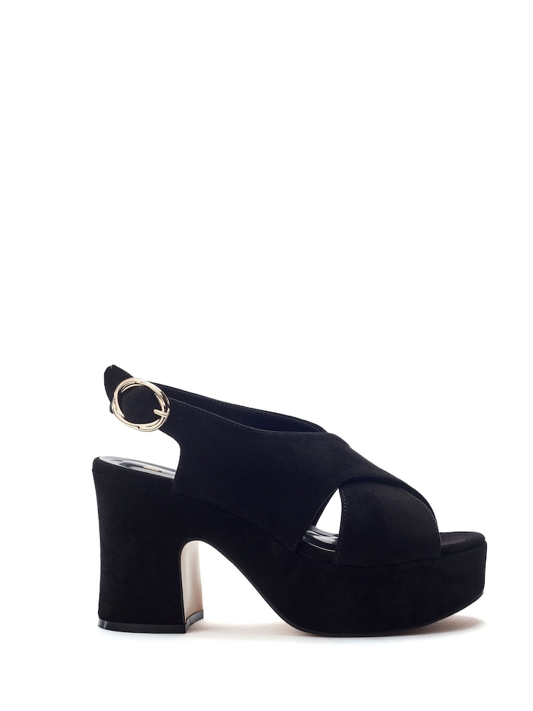 Moda in Pelle Black Ground Nakara Glitz Asymmetric Platform Sandals - Image 1 of 4