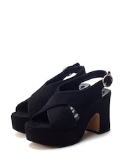 Moda in Pelle Black Ground Nakara Glitz Asymmetric Platform Sandals - Image 2 of 4