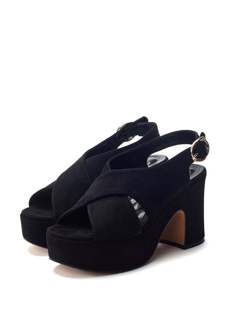 Moda in Pelle Black Ground Nakara Glitz Asymmetric Platform Sandals - Image 2 of 4