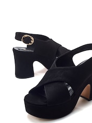 Moda in Pelle Black Ground Nakara Glitz Asymmetric Platform Sandals - Image 3 of 4