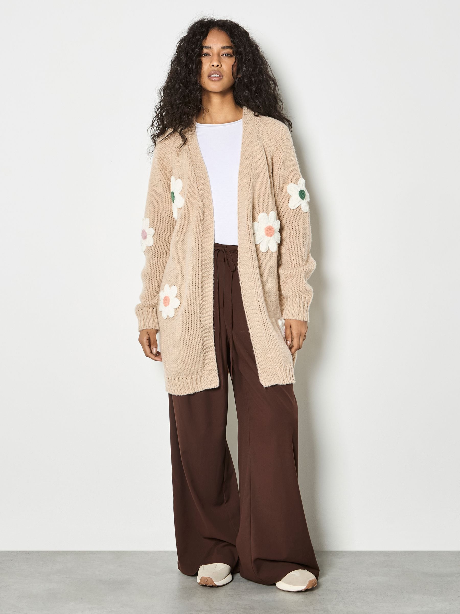 Buy Apricot Natural 3D Daisy Chunky Knit Cardigan from the Next UK